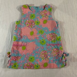 Lilly Pulitzer Pink and Green Floral Elephant Kids Dress